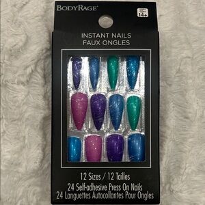 BodyRage Vibrant metallic Press-On Nails Blue, Green, Purple pink new in box